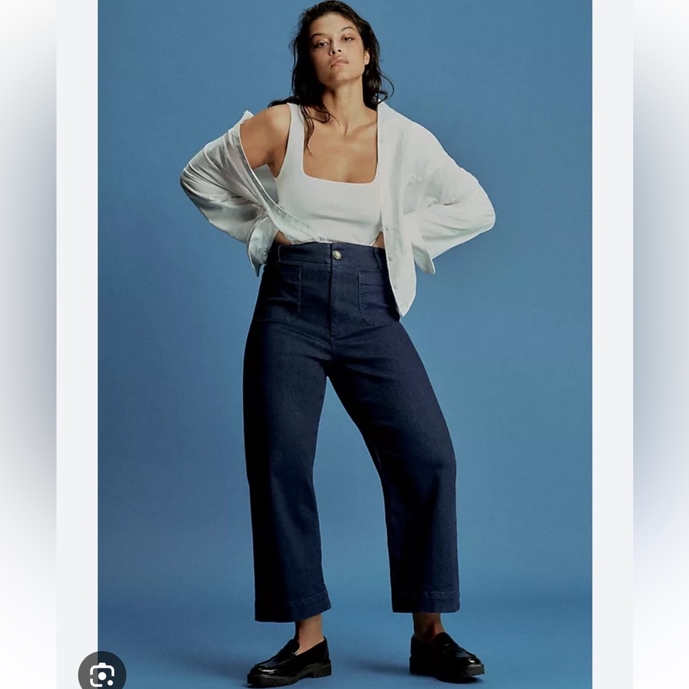 The Colette Cropped High-Rise Wide-Leg Jeans by Maeve
